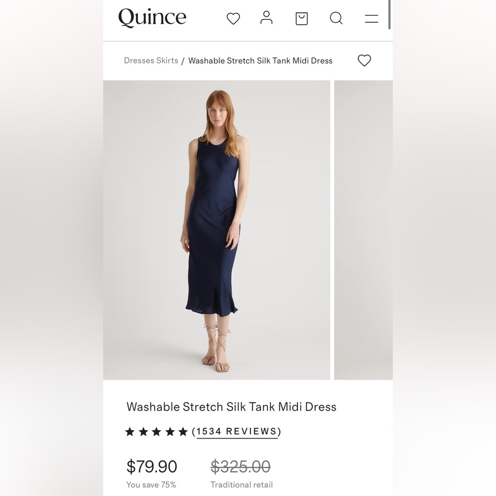 Quince Washable Silk Navy Sleeveless Dress - Picture 5 of 6